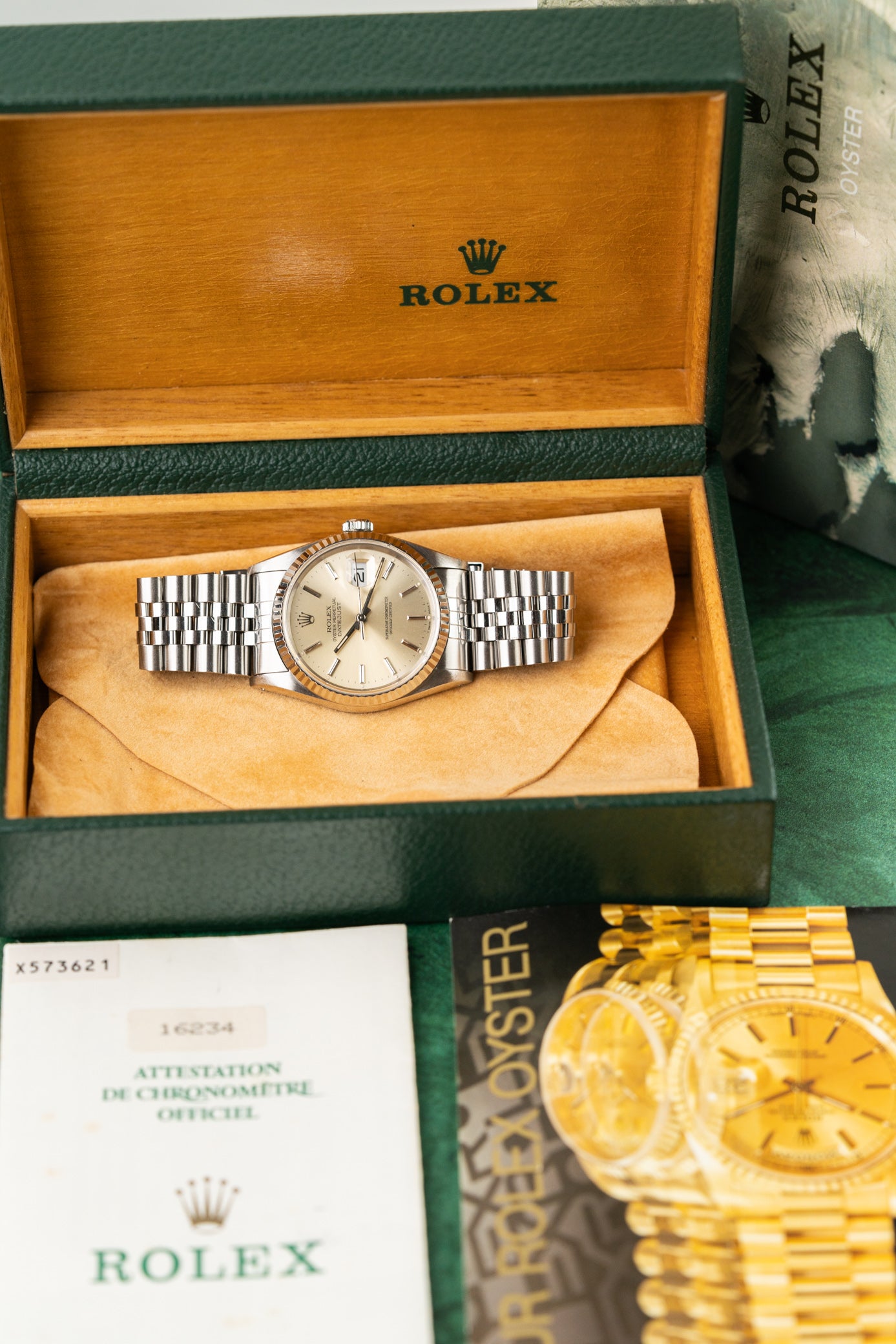 Rolex Datejust 36 Silver Dial 16234 Stainless Steel X Serial 1991 Model