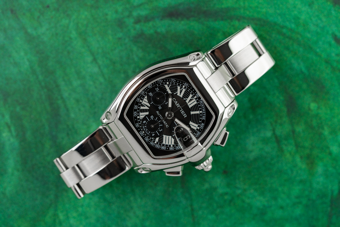 Cartier Roadster Chronograph 2618 Black Dial Stainless Steel