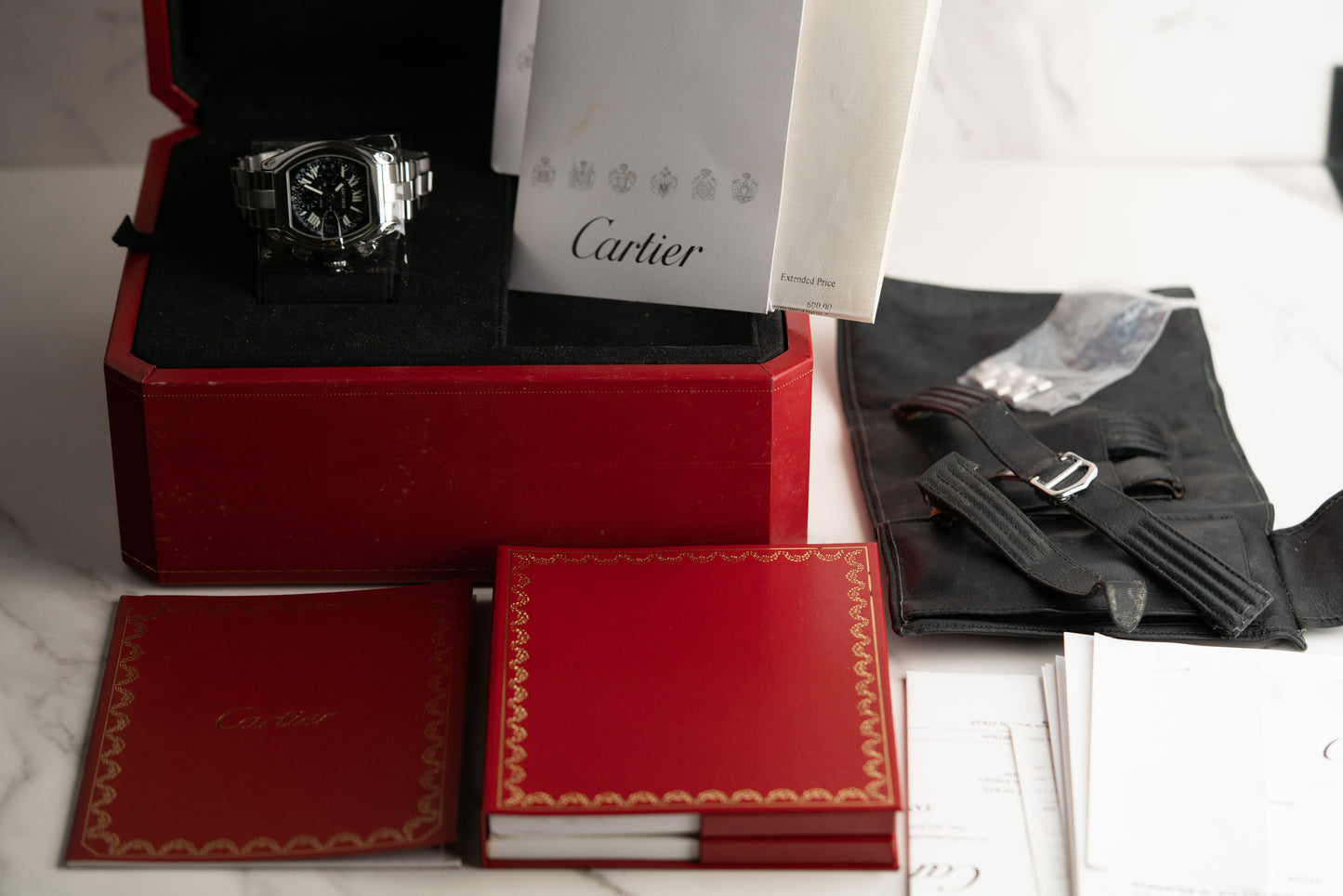 Cartier Roadster Chronograph 2618 Black Dial Stainless Steel