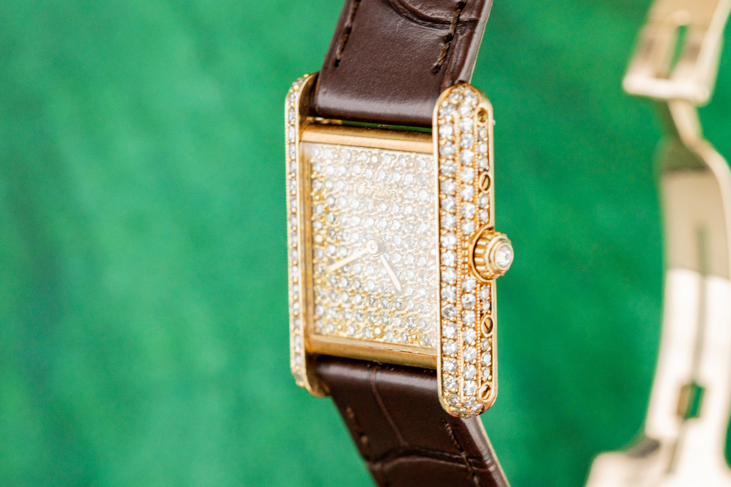 Cartier Tank Louis Pave Diamond Dial Diamond Case 25mm Vintage