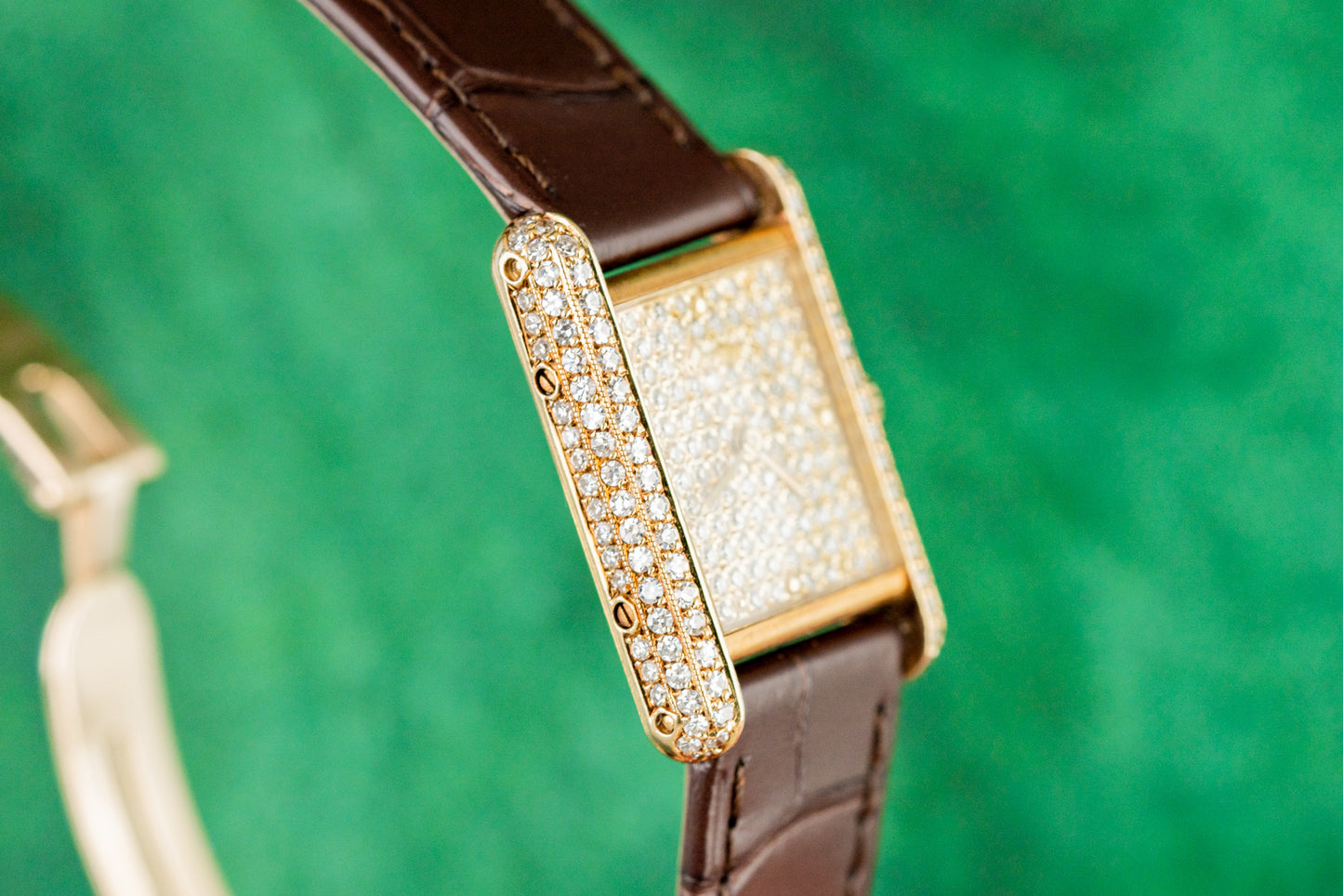 Cartier Tank Louis Pave Diamond Dial Diamond Case 25mm Vintage
