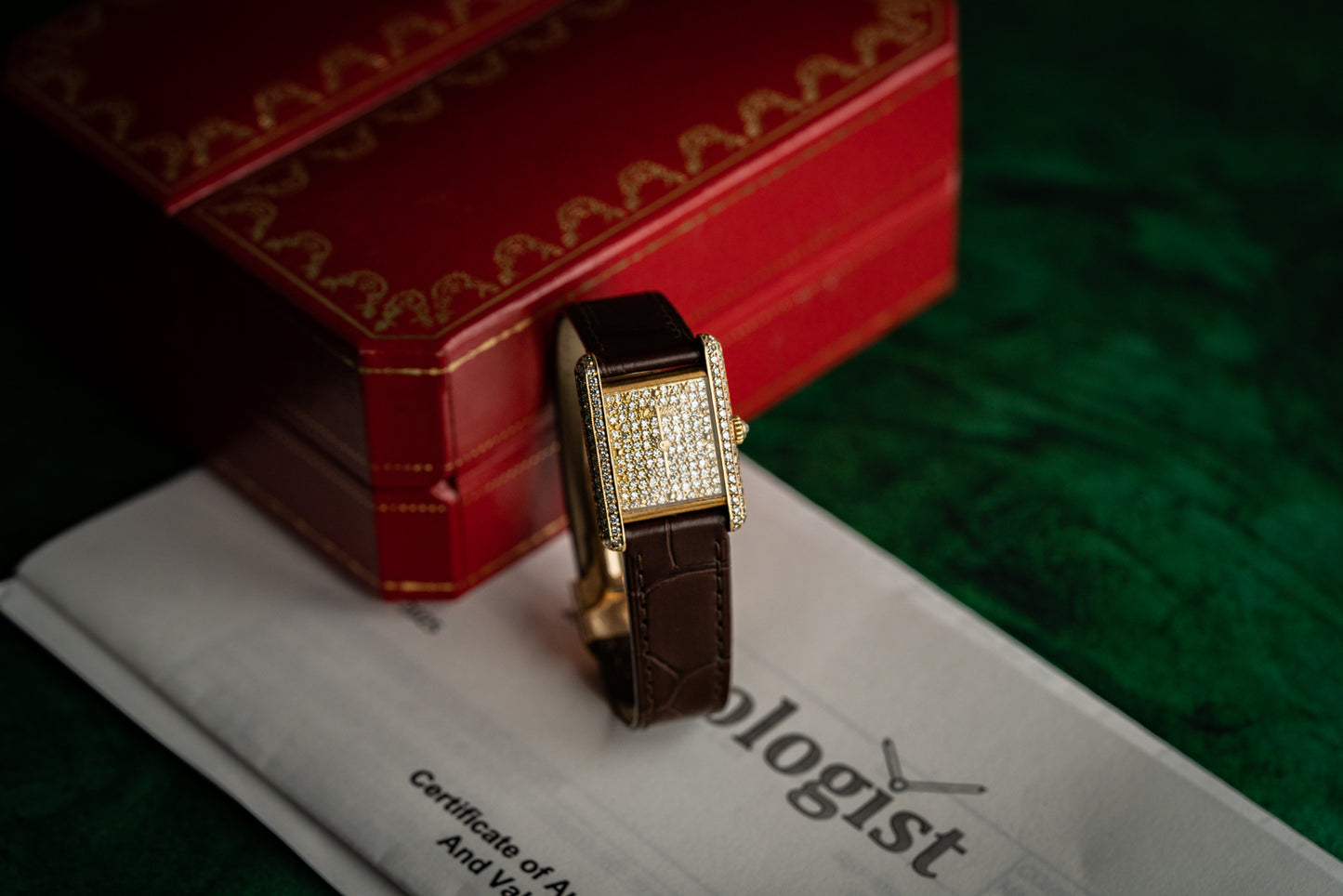 Cartier Tank Louis Pave Diamond Dial Diamond Case 25mm Vintage