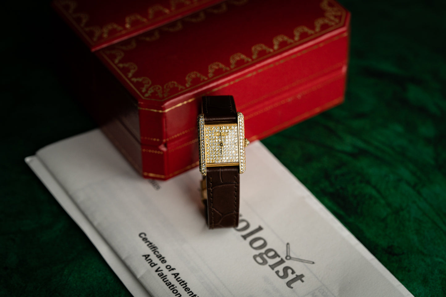 Cartier Tank Louis Pave Diamond Dial Diamond Case 25mm Vintage