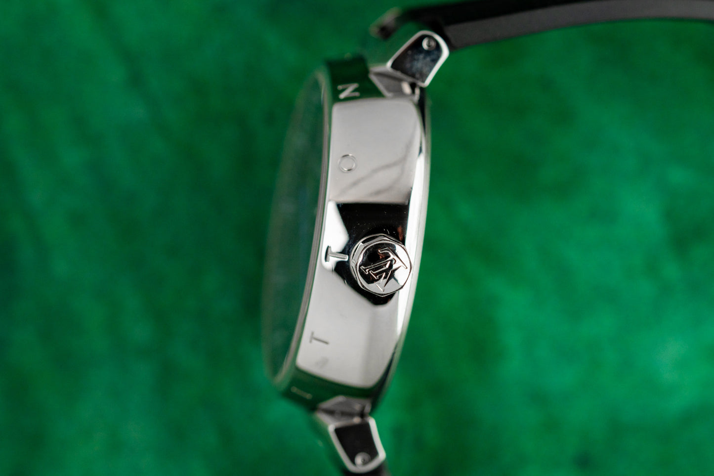 Louis Vuitton Tambour GM Watch QA073 Stainless Steel x Monogram Eclipse 2019