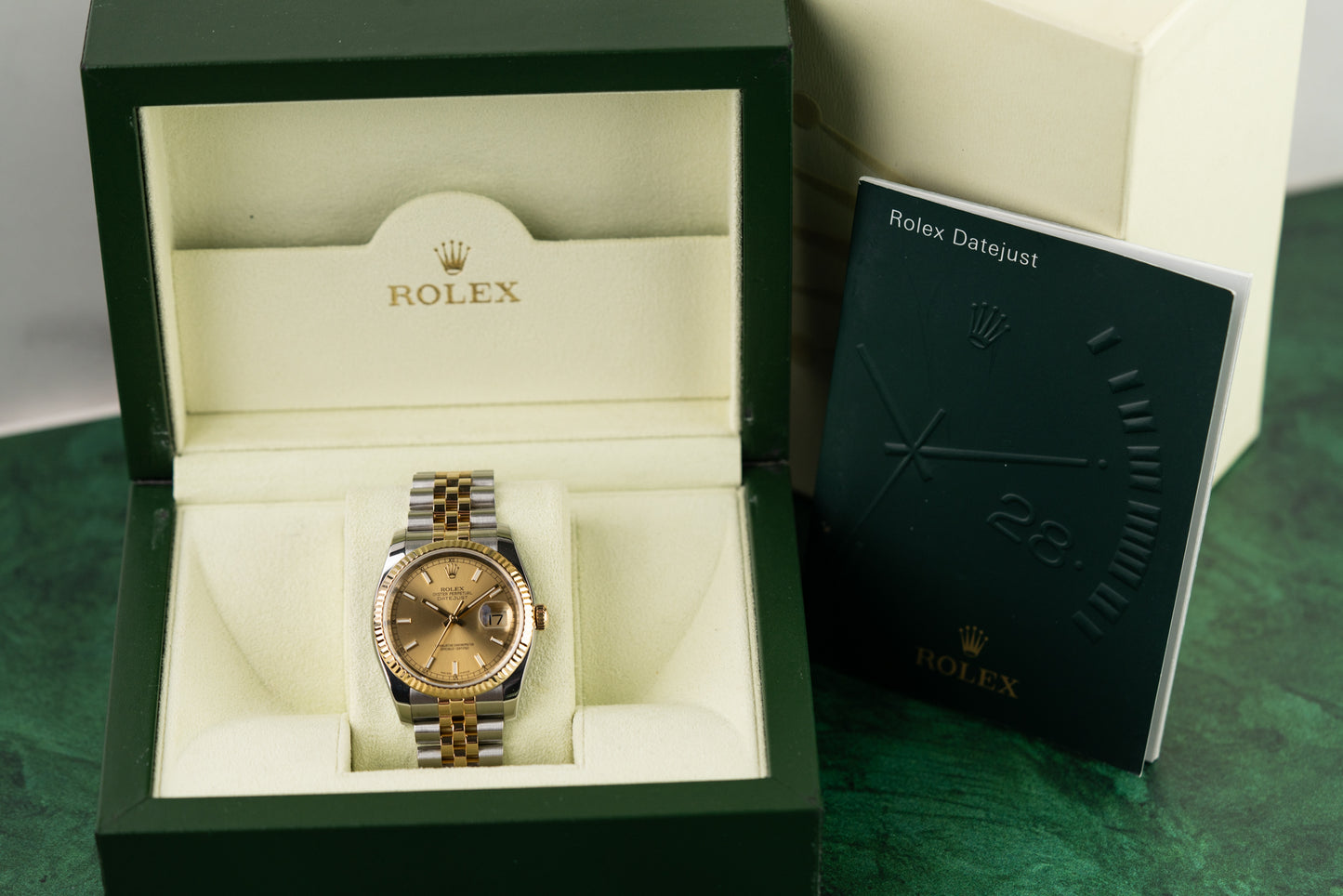 Rolex Datejust 36 Champagne Index Dial 116233 Two Tone Yellow Gold