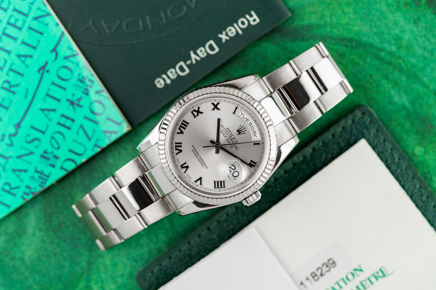 Rolex Day-Date 36 White Gold 118239 Silver Roman Dial 2004 Model