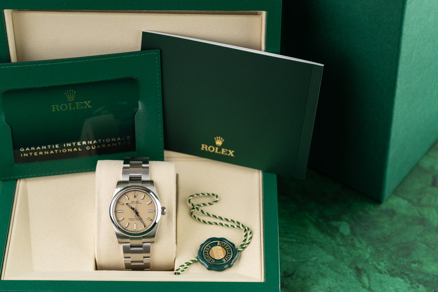 Rolex Oyster Perpetual 34 NEW Beige Dial 124200 Stainless Steel 2025 UNWORN