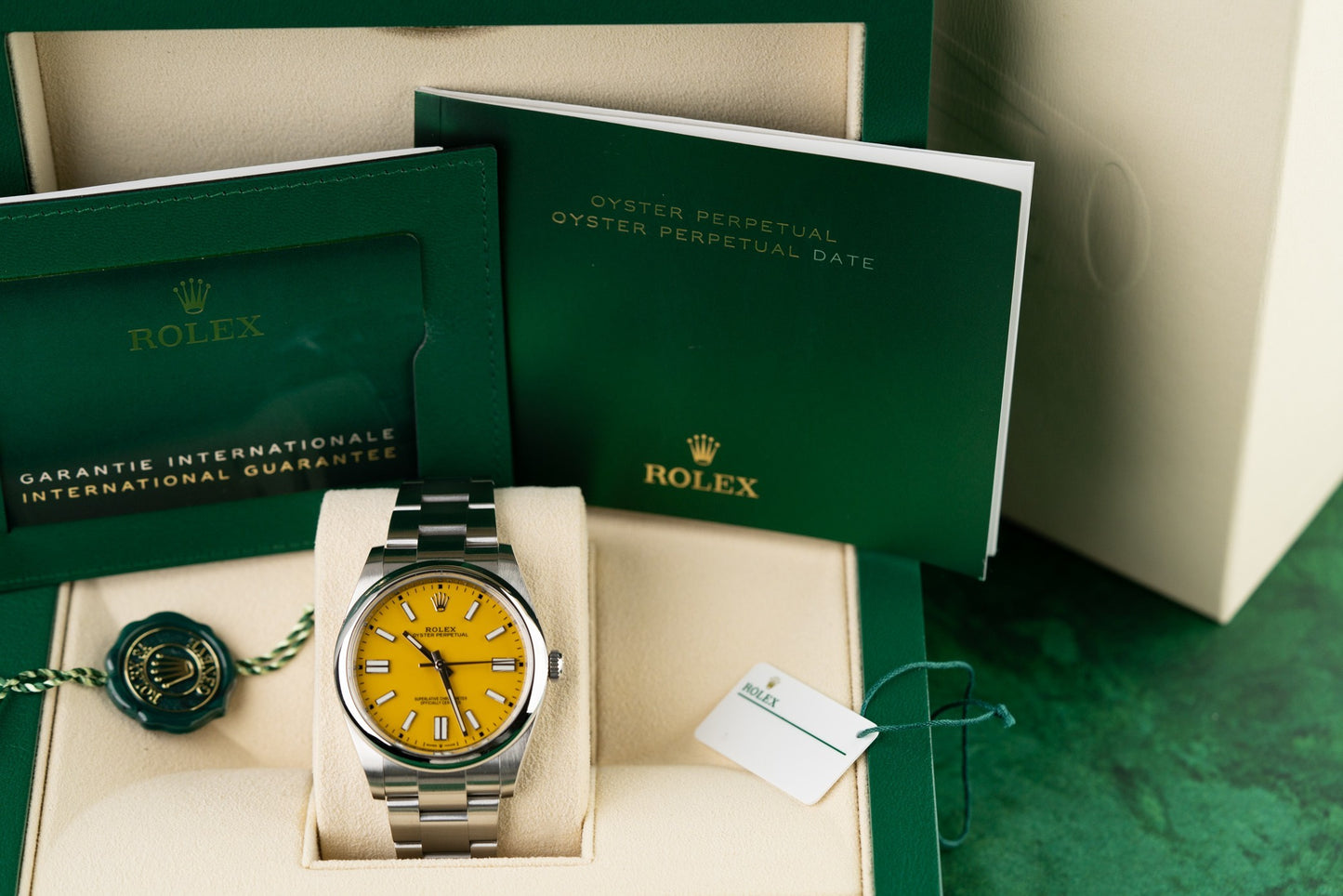 Rolex Oyster Perpetual 41 Yellow Dial 124300 Stainless Steel 2021 Model
