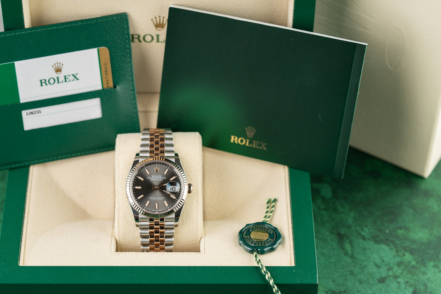 Rolex Datejust 36 Slate Index Dial 126231 Two Tone Rose Gold Jubilee Fluted 2020 bracelet - Pre-Owned Sydney