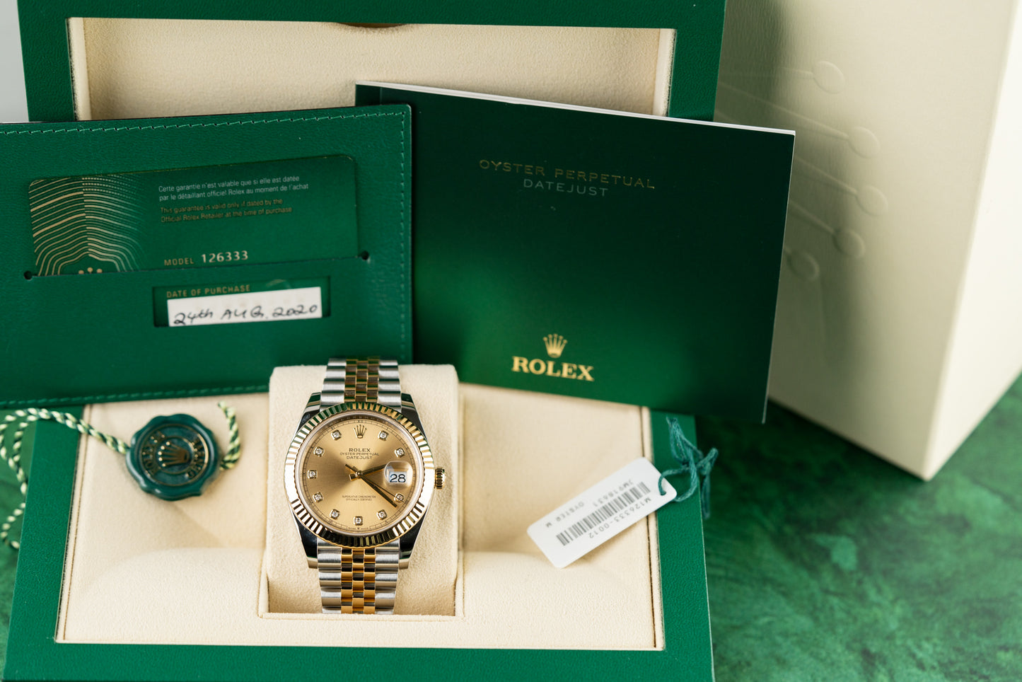 Rolex Datejust 41 Champagne Diamond Dial 126333 Two Tone Yellow Gold 2020