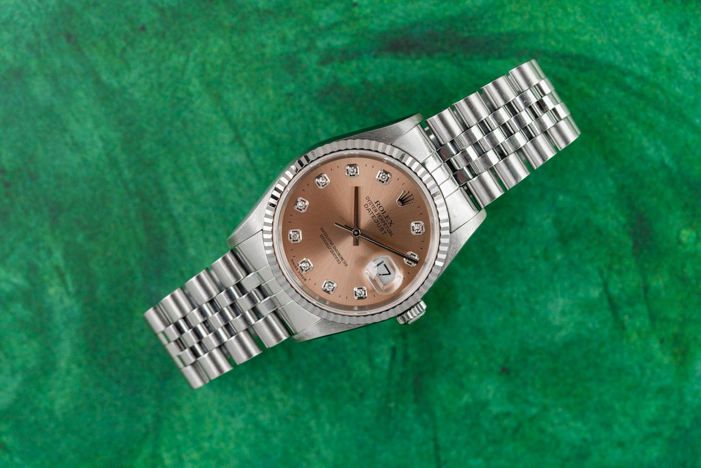 Rolex Datejust 36 Rose Diamond Dial Stainless Steel 2002 Model