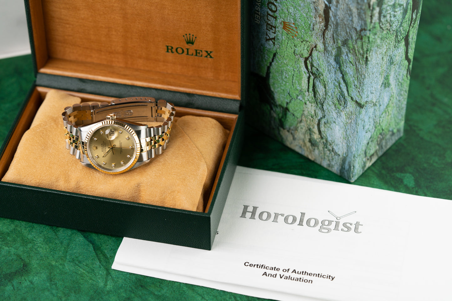 Rolex Datejust 36 Champagne Diamond Dial 16233 Two Tone Yellow Gold 1990 Model
