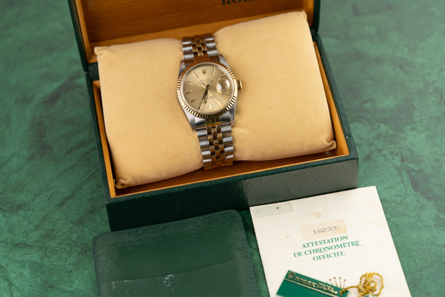 Rolex Datejust 36 Champagne Index Dial 16233 Two Tone Yellow Gold 1990 Model