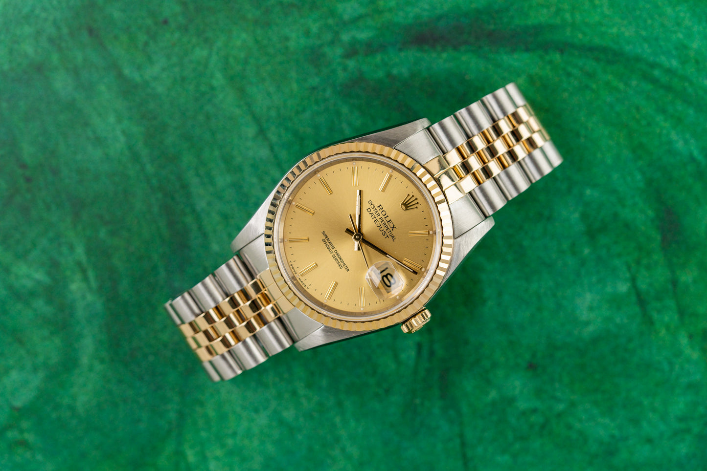 Rolex Datejust 36 Champagne Index Dial 16233 Two Tone Yellow Gold 1988