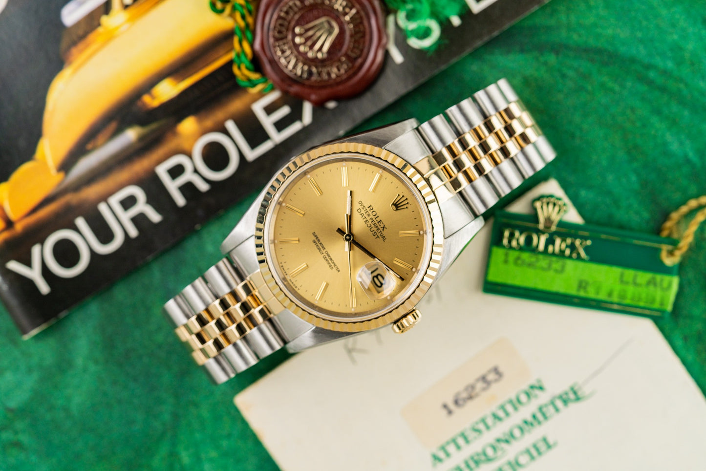 Rolex Datejust 36 Champagne Index Dial 16233 Two Tone Yellow Gold 1988