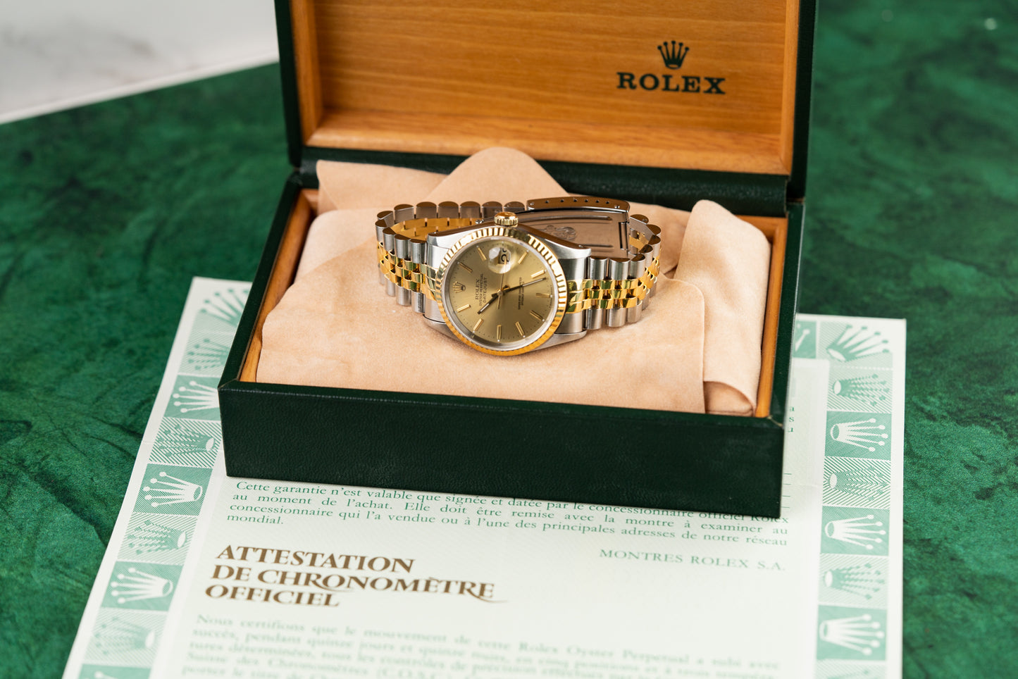 Rolex Datejust 36 Champagne Index Dial 16233 Two Tone Yellow Gold 1991 Model