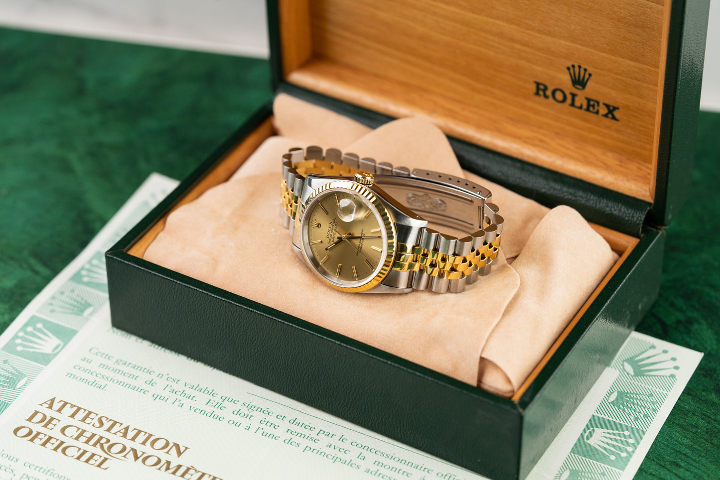 Rolex Datejust 36 Champagne Index Dial 16233 Two Tone Yellow Gold 1991 Model