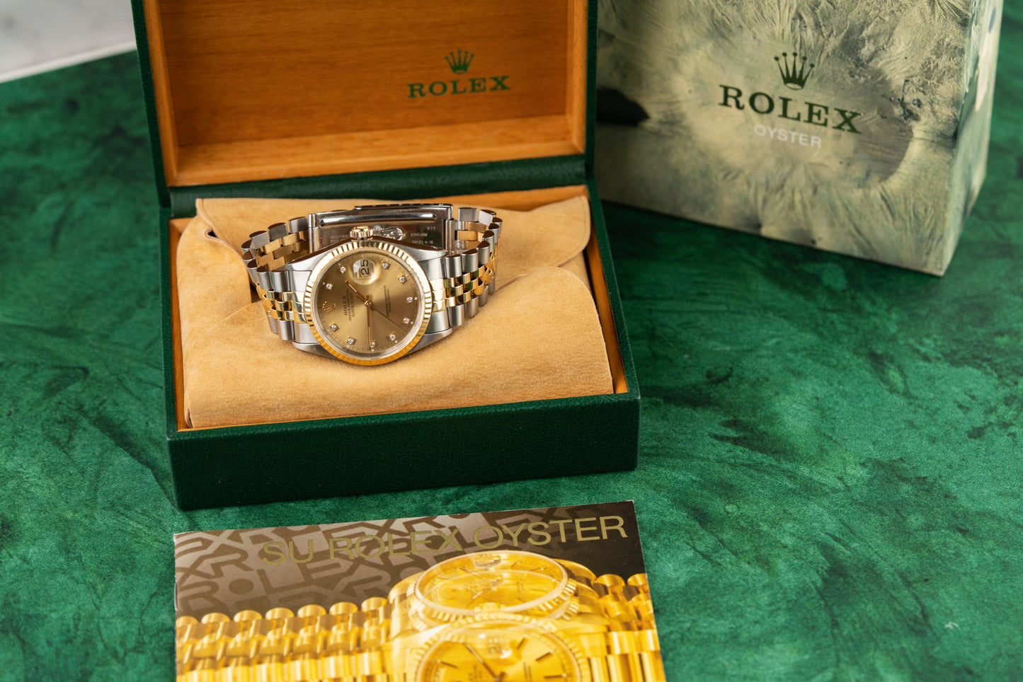 Rolex Datejust 36 Champagne Diamond Dial 16233 Two Tone Yellow Gold 1991 Model