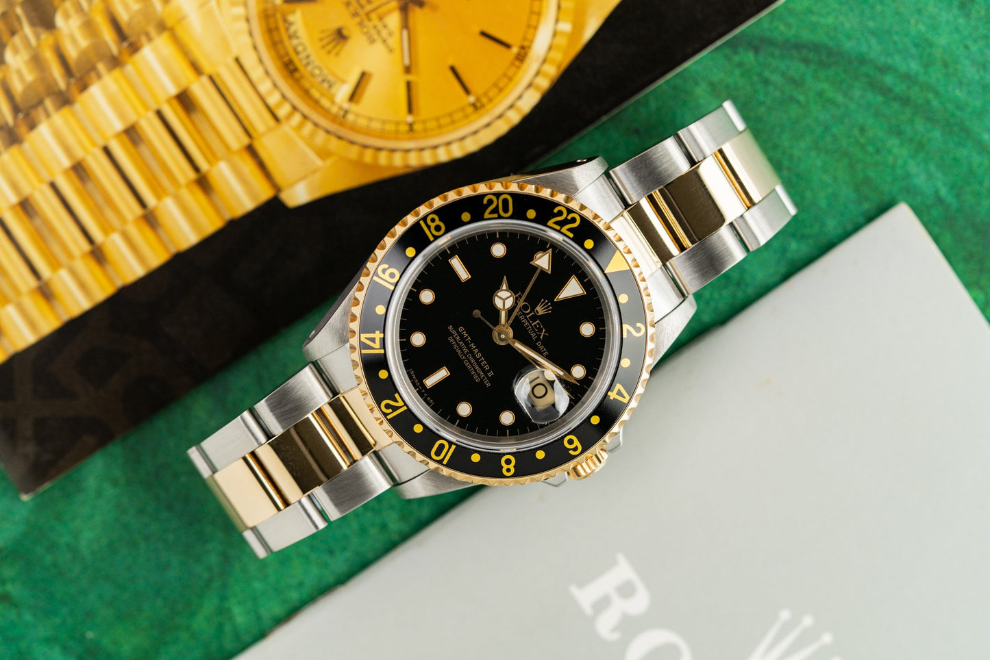Rolex GMT-Master II 16713 Two Tone Yellow Gold Black Dial 1991 Model