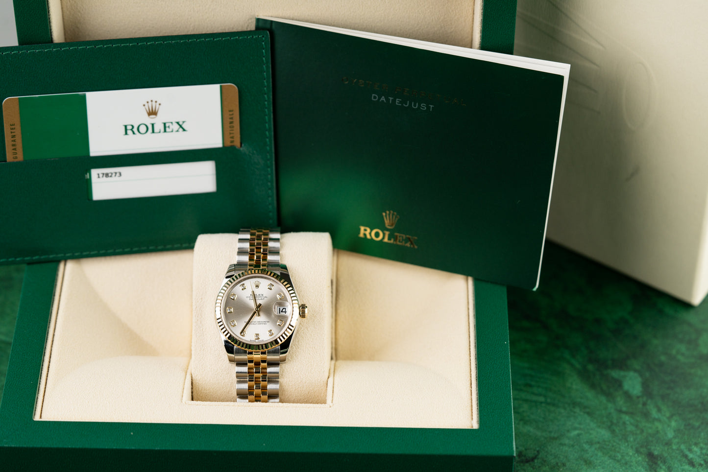 Rolex Datejust 31 Silver Diamond Dial 178273 Two Tone Yellow Gold 2018