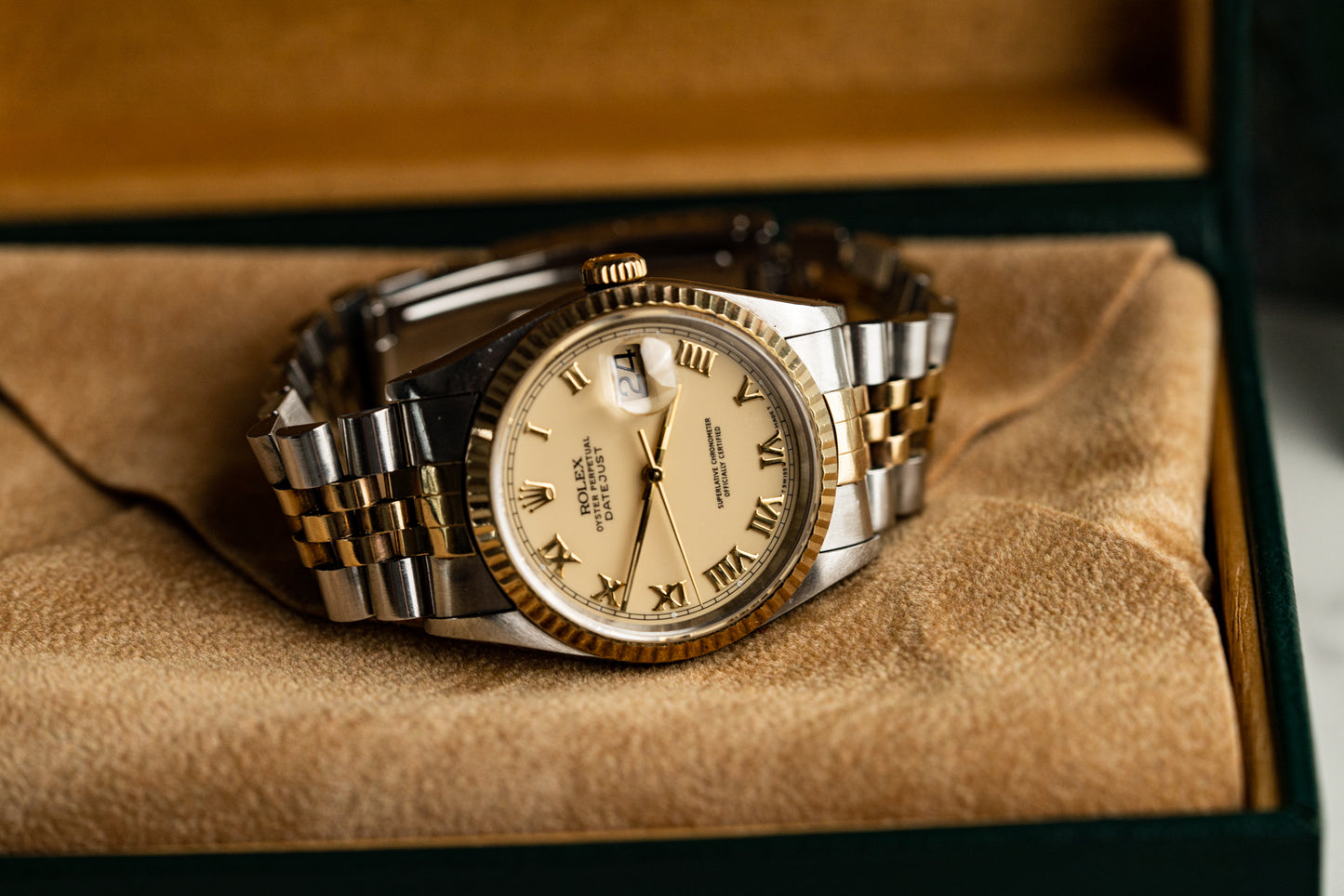 Rolex Datejust 36 Champagne Roman Dial 16233 S Serial 1993 Model