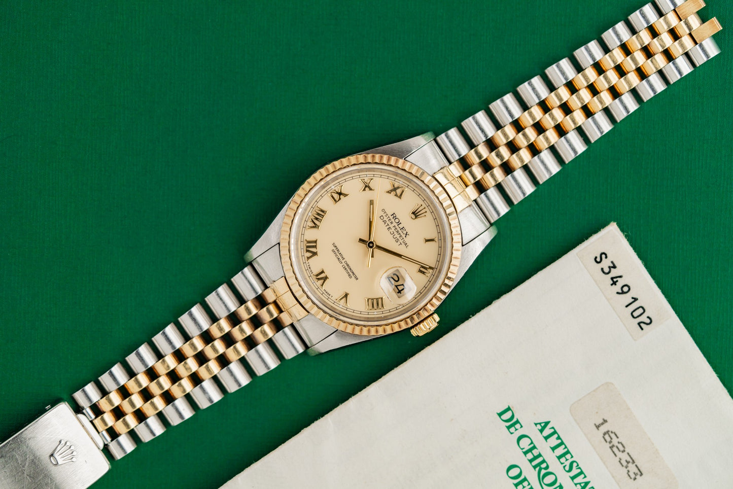 Rolex Datejust 36 Champagne Roman Dial 16233 S Serial 1993 Model
