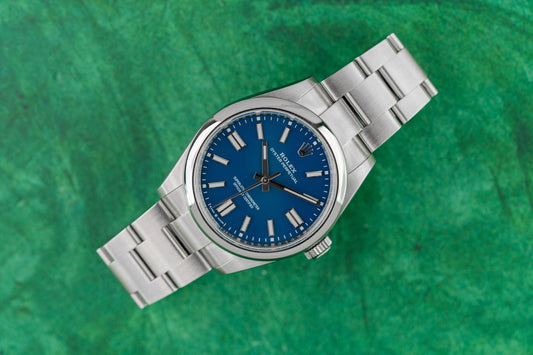 Rolex Oyster Perpetual 41 134300 Med Blue Dial 2025 - 41mm stainless steel sports watch front view
