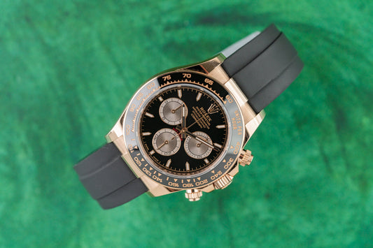 Rolex Cosmograph Daytona 126515LN Everose gold black dial Oysterflex 2023 - The Watch Business Sydney
