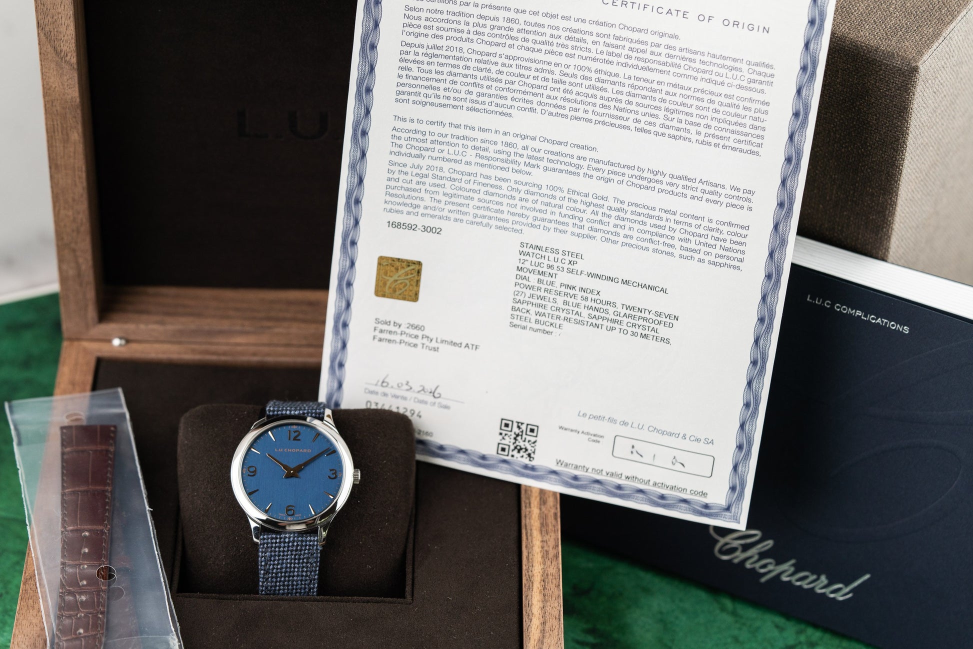 Chopard L.U.C. Blue Dial 168592-3002 Stainless Steel 2026 Model caseback - Pre-Owned Sydney