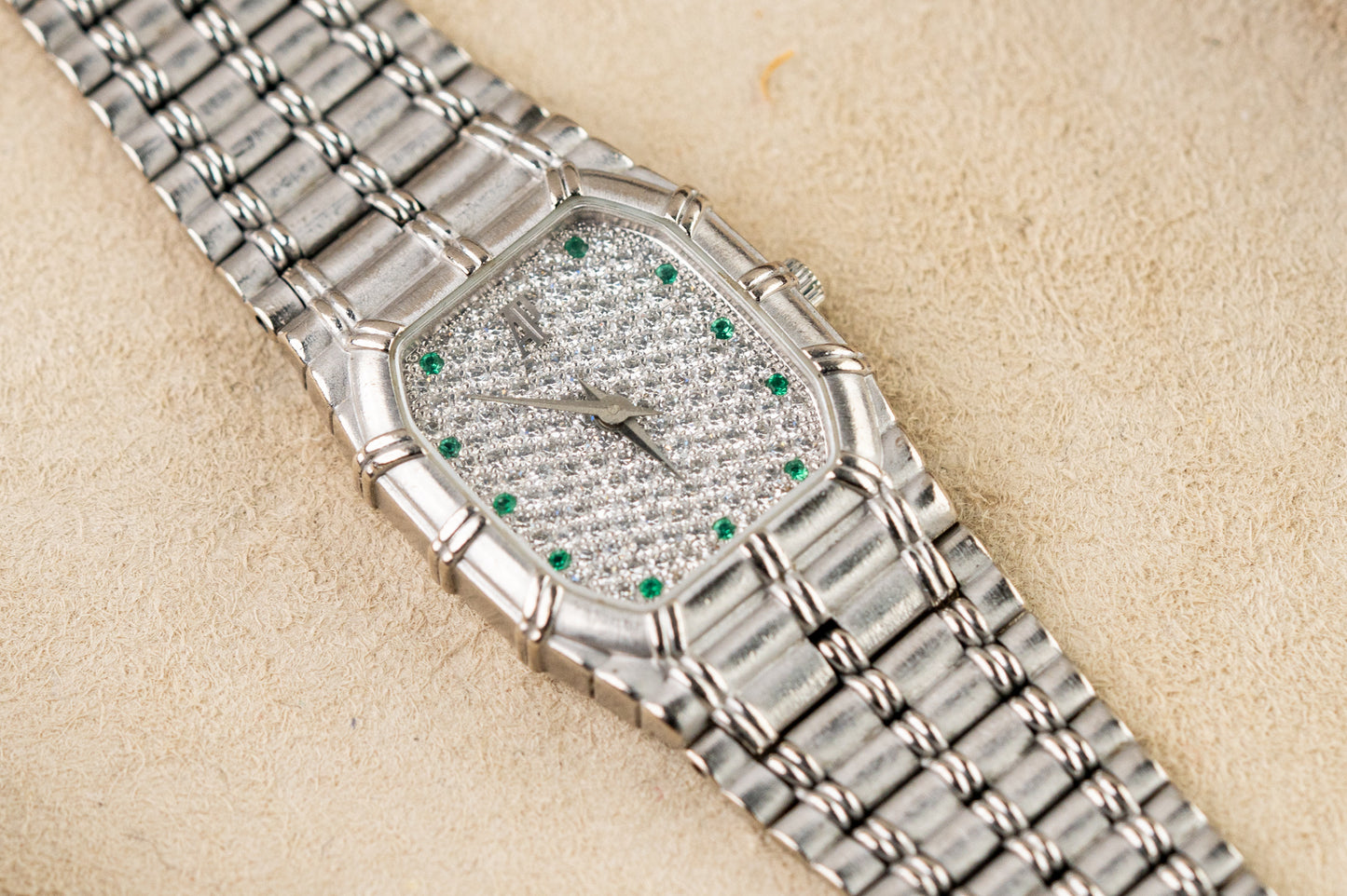 Audemars Piguet Bamboo Mini White Gold Pave Diamond Dial Quartz