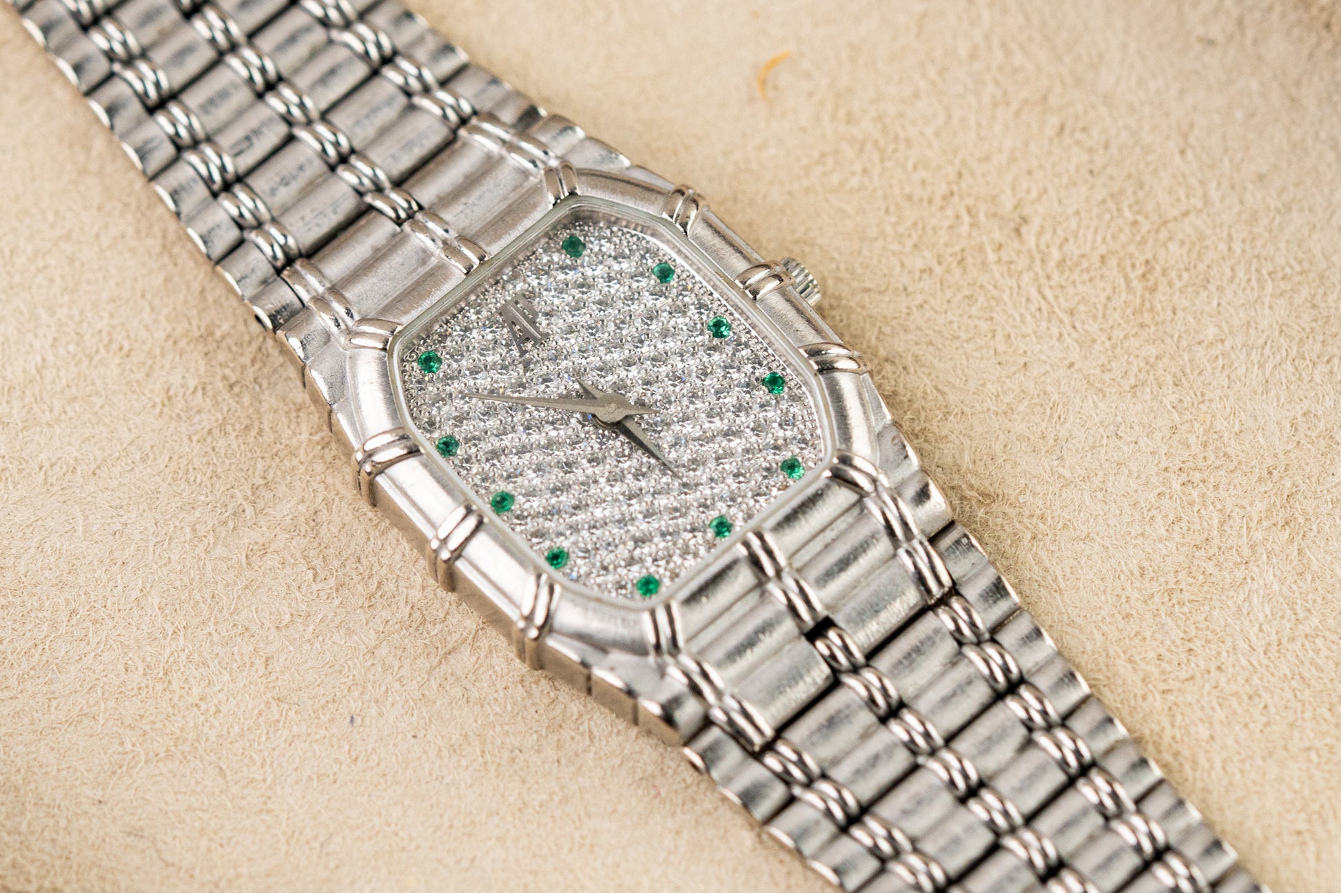 Audemars Piguet Bamboo Mini White Gold Pave Diamond Dial Quartz