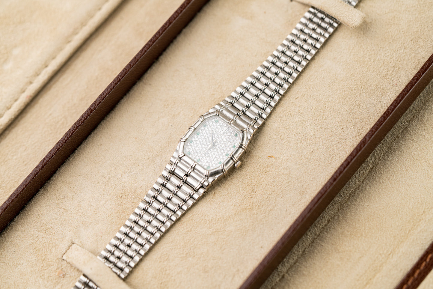 Audemars Piguet Bamboo Mini White Gold Pave Diamond Dial Quartz