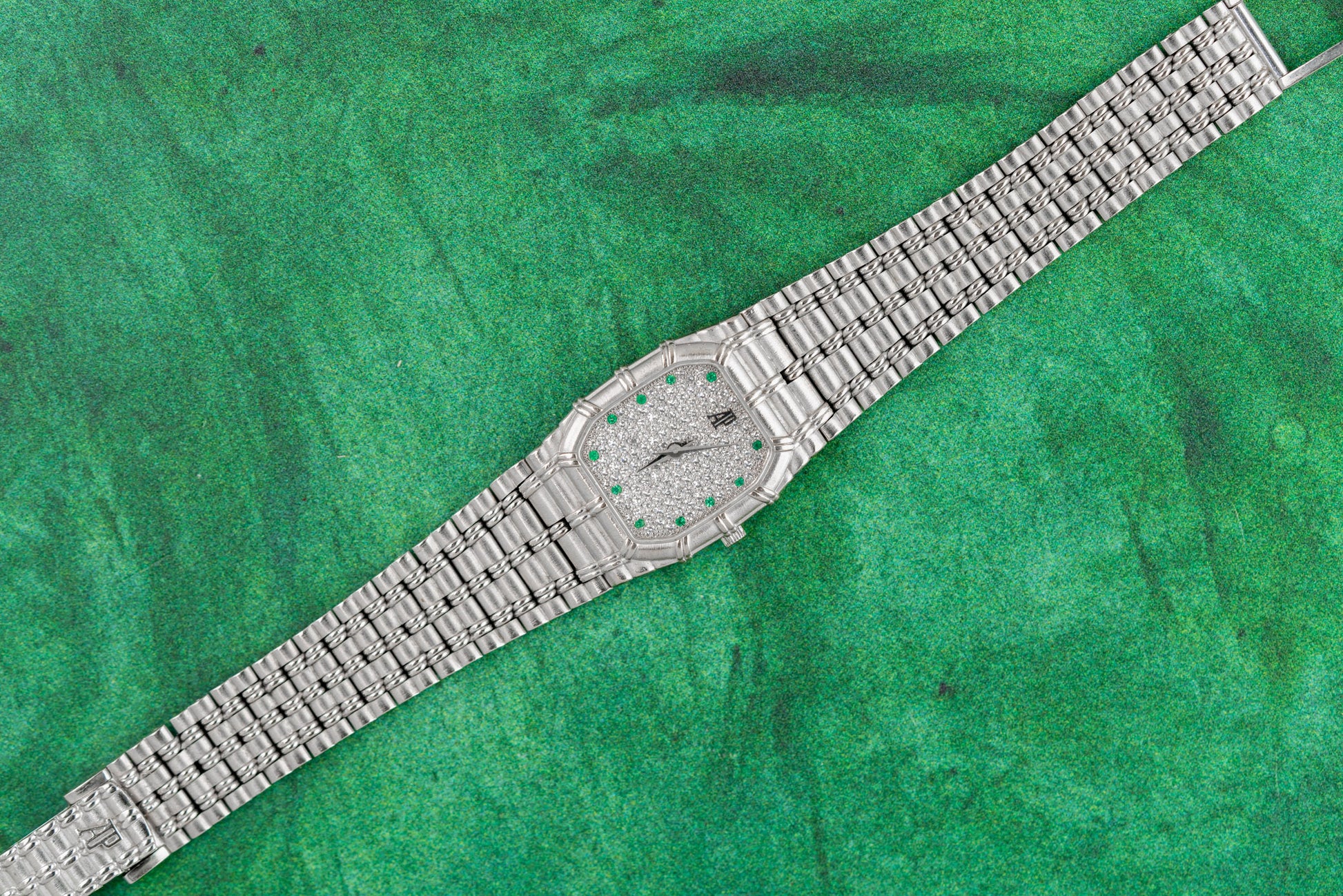 Audemars Piguet Bamboo Mini White Gold Pave Diamond Dial Quartz