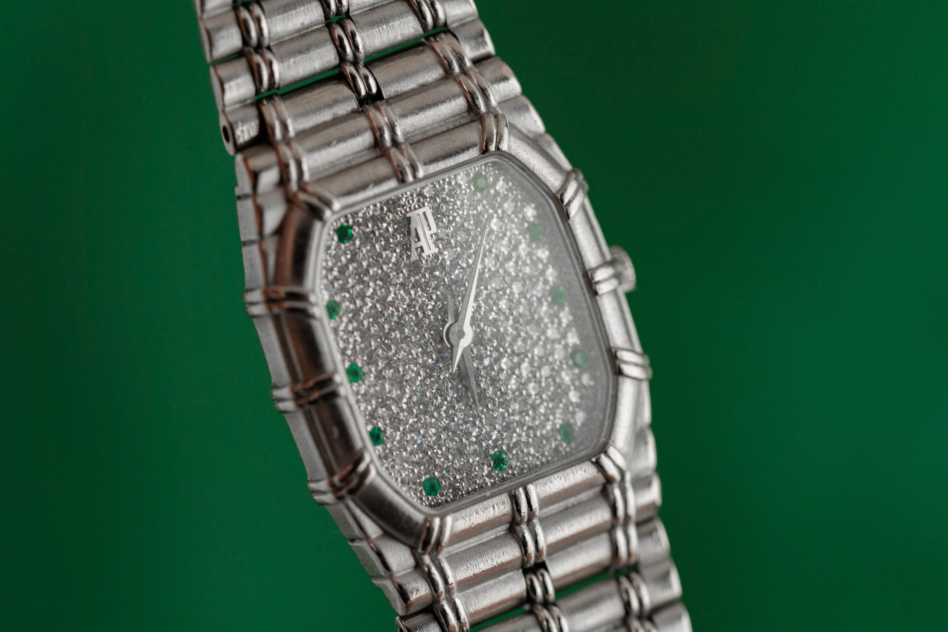 Audemars Piguet Bamboo Mini White Gold Pave Diamond Dial Quartz