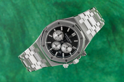 Audemars Piguet Royal Oak Chronograph 26331ST.OO.1220ST.02 Black Grande Tapisserie Dial - The Watch Business Sydney