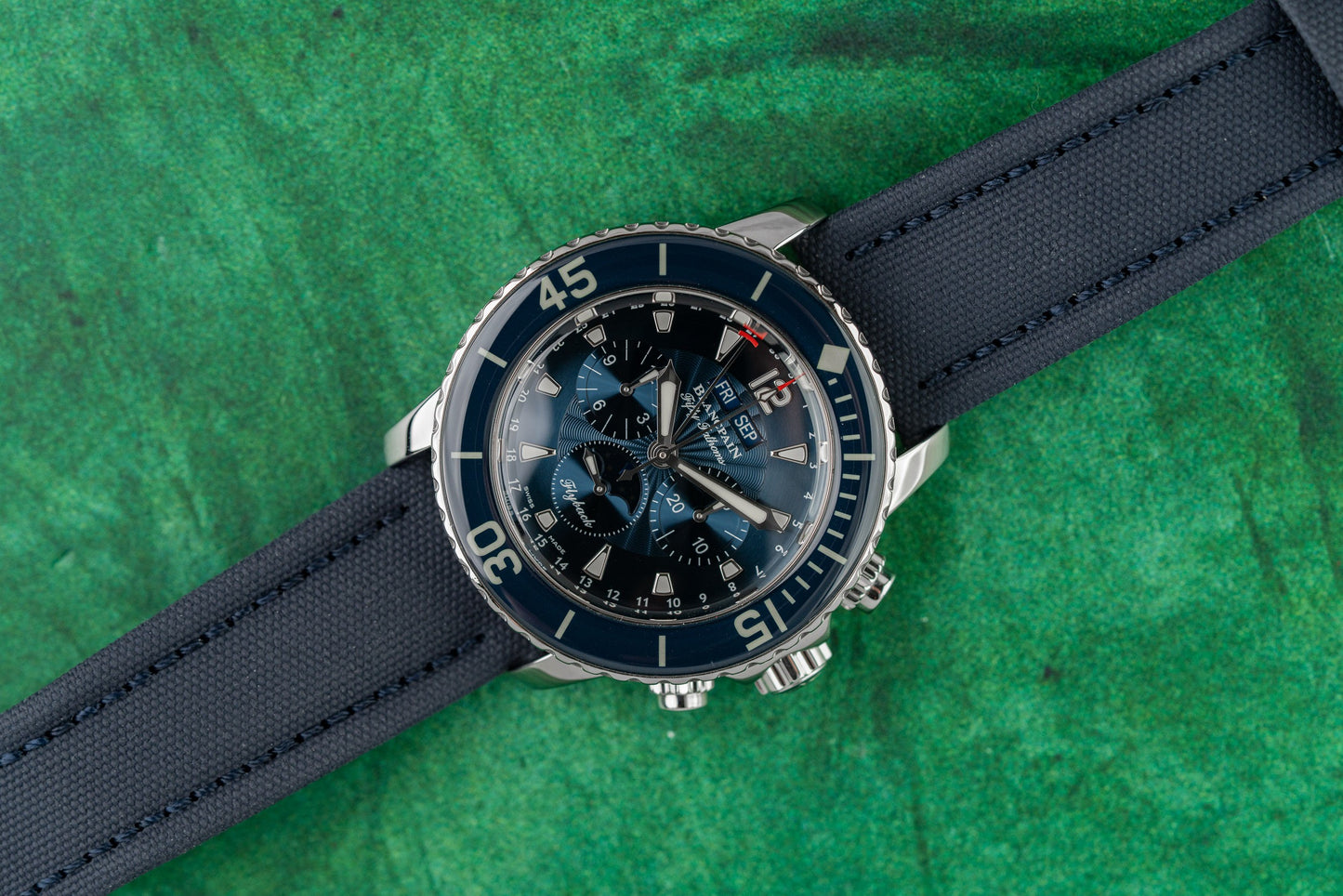 Blancpain Fifty Fathoms Flyback 5066F-1140-52B Blue Dial Stainless Steel 2023 - The Watch Business Sydney