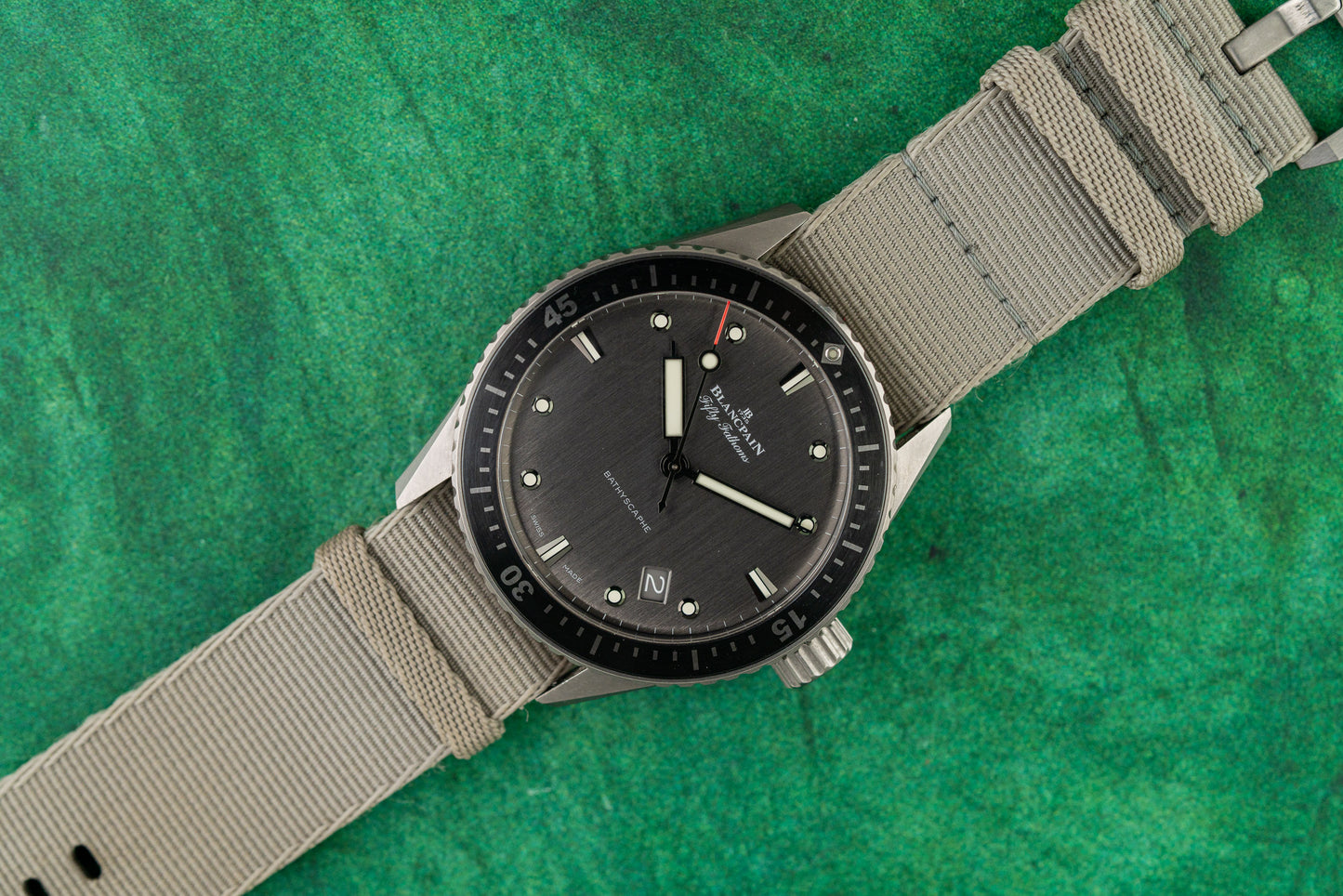 Blancpain Fifty Fathoms Bathyscaphe 5000-1210-NAGA Anthracite Grey Dial Titanium 2022 - The Watch Business Sydney
