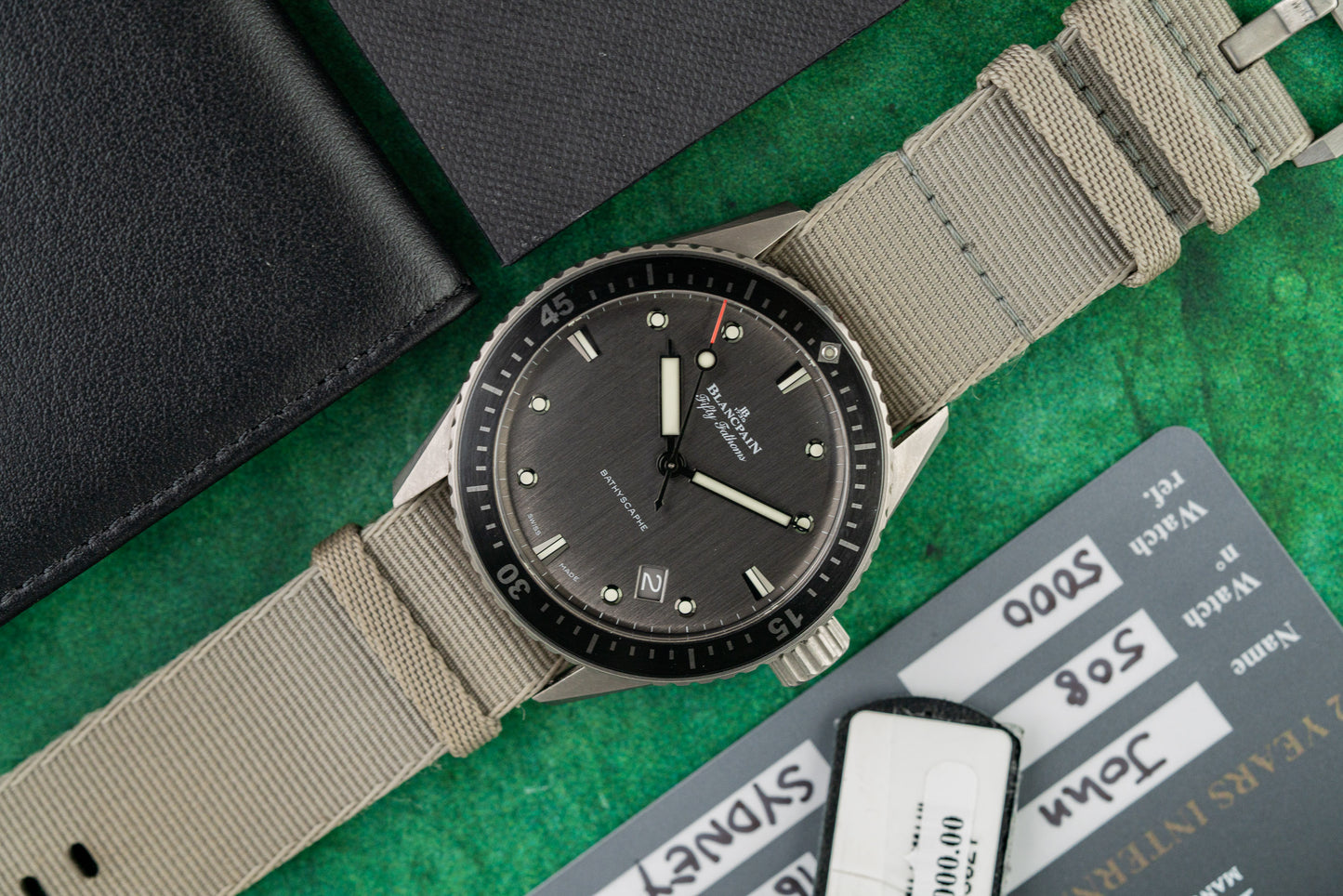 Blancpain Fifty Fathoms Bathyscaphe 5000-1210-NAGA Anthracite Grey Dial with International Warranty Card and Retail Hang Tag - The Watch Business Sydney