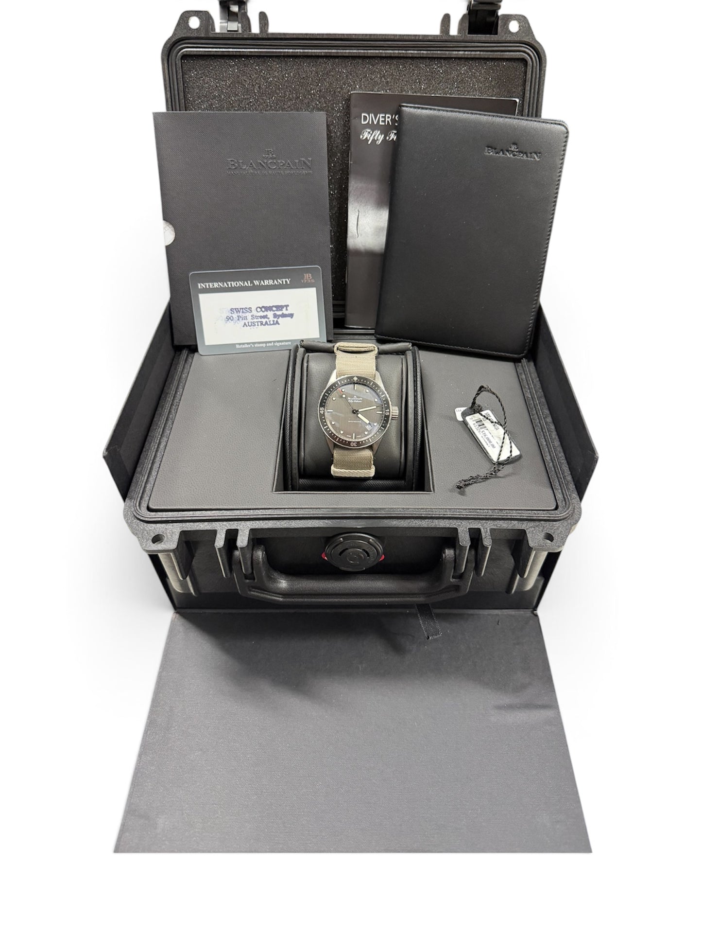 Blancpain Fifty Fathoms Bathyscaphe 5000-1210-NAGA Anthracite Grey Dial Full Set Box Card Booklets 2022 - The Watch Business Sydney