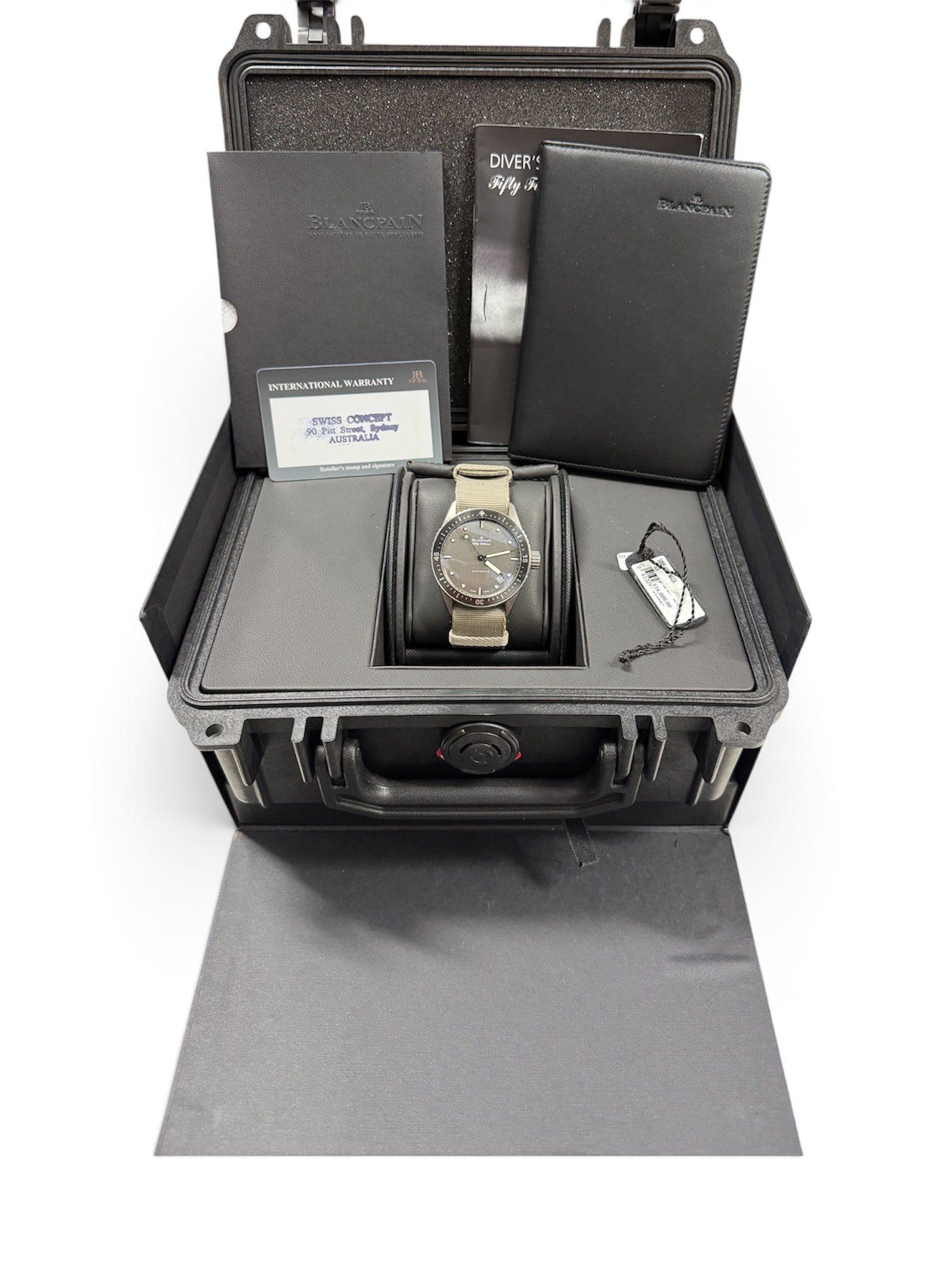Blancpain Fifty Fathoms Bathyscaphe 5000-1210-NAGA Anthracite Grey Dial Full Set Box Card Booklets 2022 - The Watch Business Sydney
