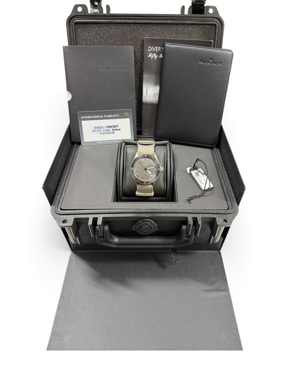 Blancpain Fifty Fathoms Bathyscaphe 5000-1210-NAGA Anthracite Grey Dial Full Set Box Card Booklets 2022 - The Watch Business Sydney