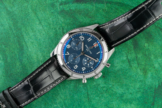 Breitling Classic AVI Chronograph 42 A233801A1C1X1 Blue Dial Stainless Steel 2023 - The Watch Business Sydney