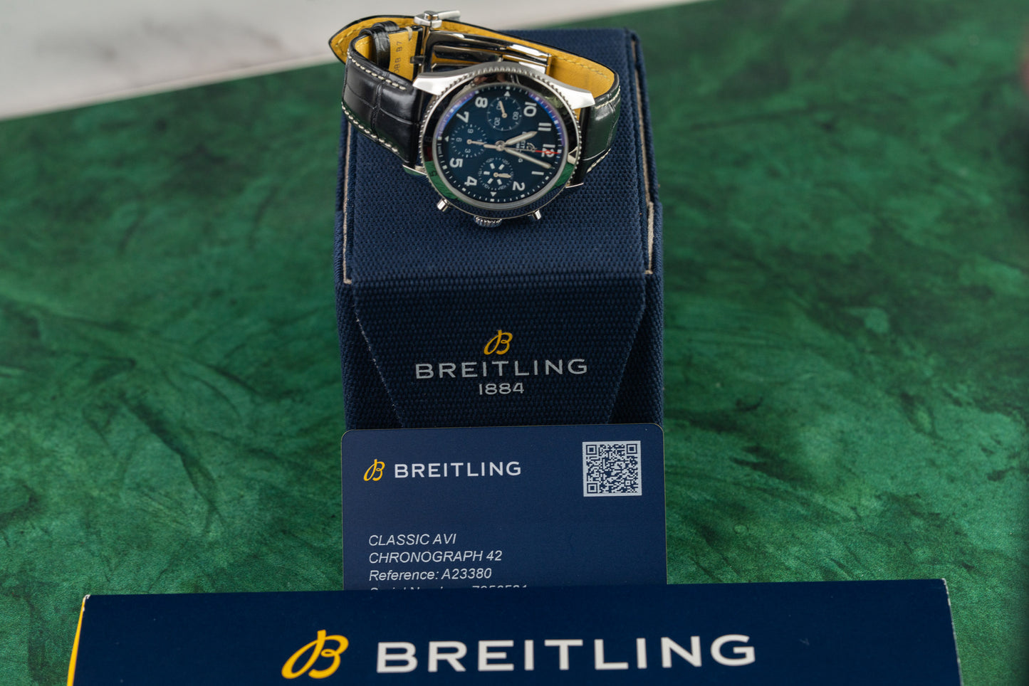 Breitling Classic AVI Chronograph 42 A233801A1C1X1 Blue Dial Chronograph Counters - The Watch Business Sydney