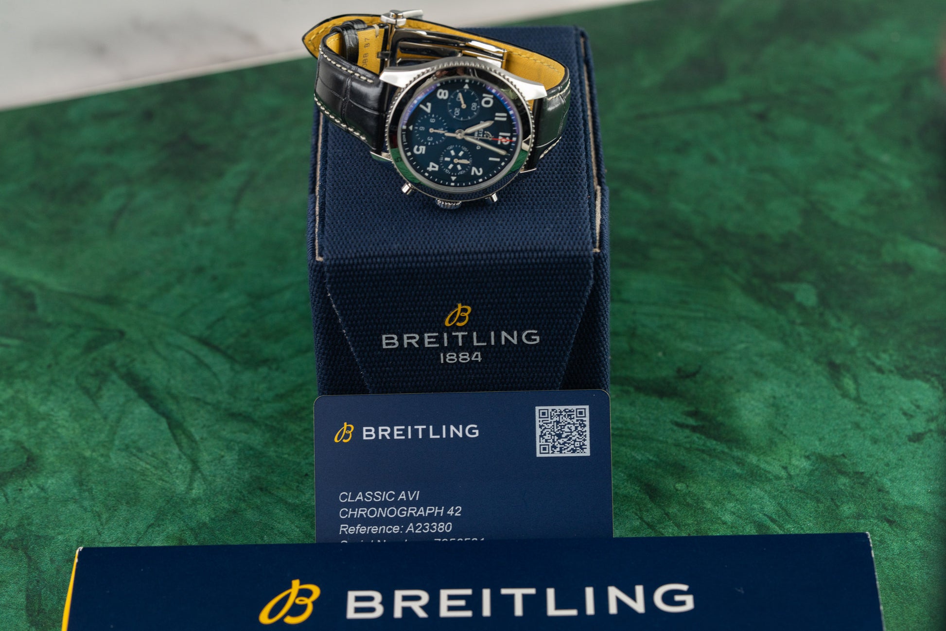 Breitling Classic AVI Chronograph 42 A233801A1C1X1 Blue Dial Chronograph Counters - The Watch Business Sydney