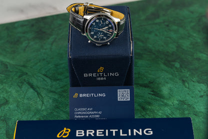 Breitling Classic AVI Chronograph 42 A233801A1C1X1 Blue Dial Chronograph Counters - The Watch Business Sydney