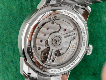 Breitling Top Time 38 AB3113171L1X1 Green Dial Exhibition Caseback - The Watch Business Sydney