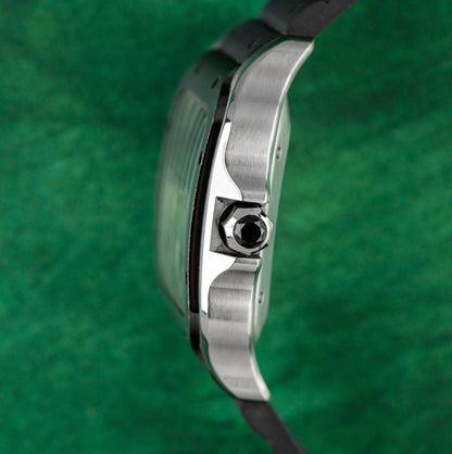 Cartier Santos Chronograph WSSA0017 Silver Dial Crown Side Case Profile - The Watch Business Sydney CBD