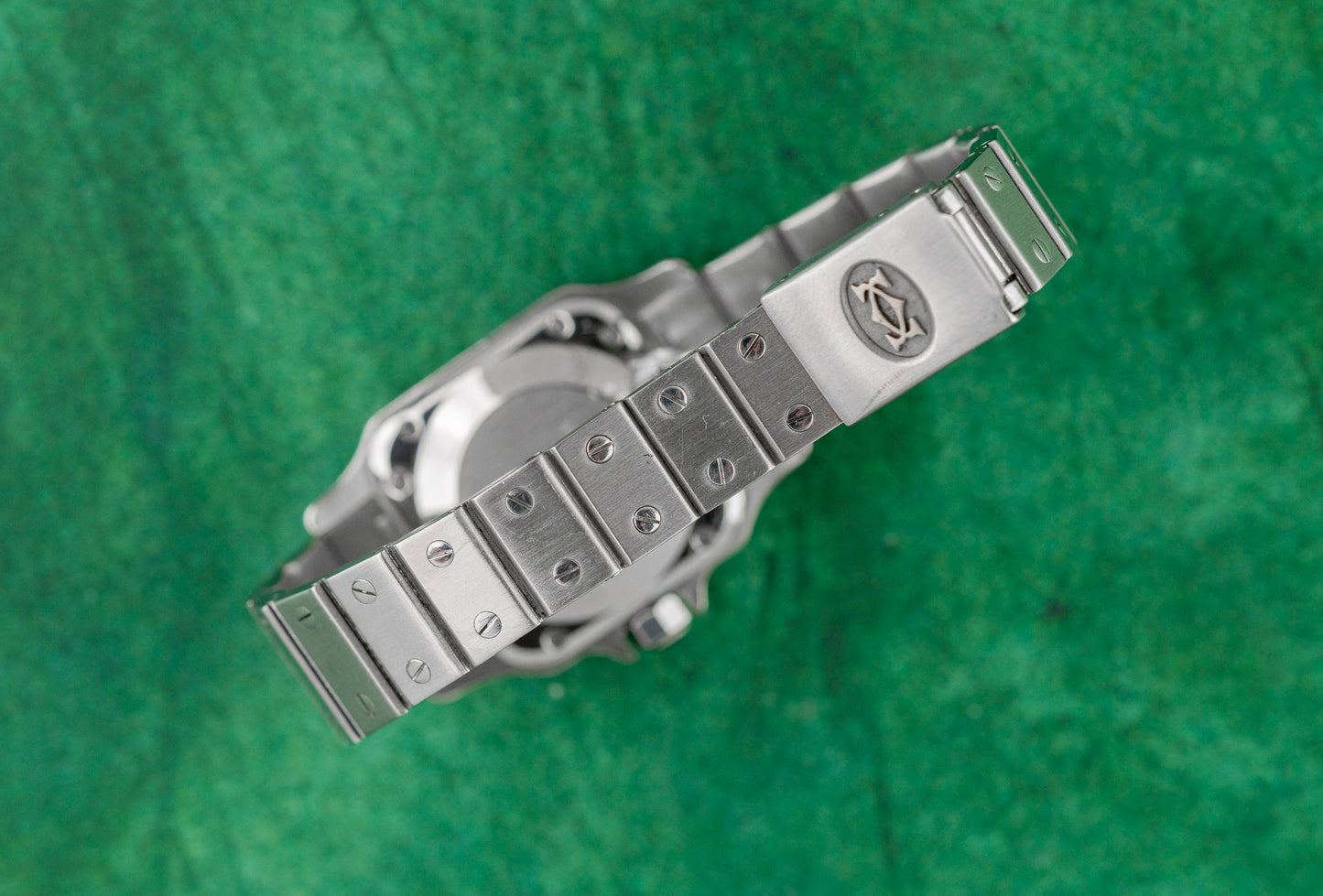Cartier Santos Galbee 1565 White Dial Blued Steel Hands - The Watch Business Sydney