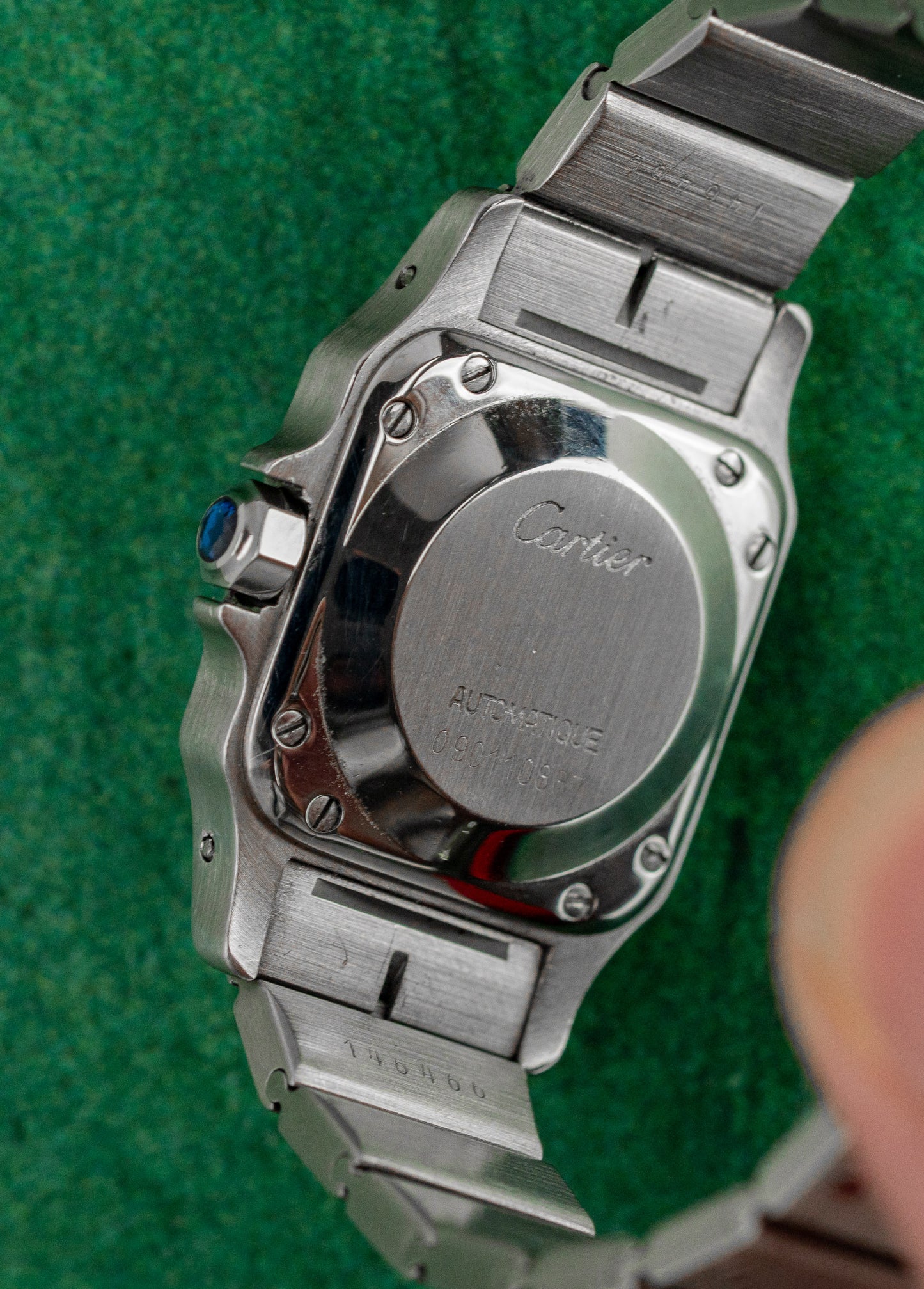 Cartier Santos Galbee 1565 White Dial Automatique Caseback - The Watch Business Sydney