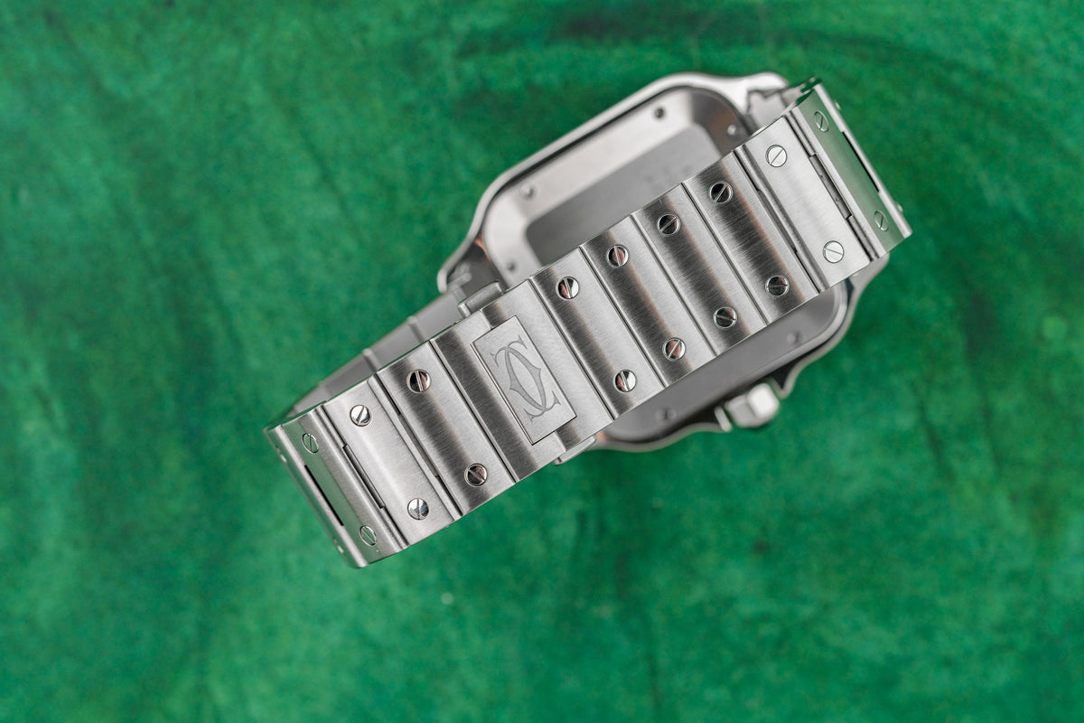 Cartier Santos Large WSSA0018 White Dial Steel Case Screw Bezel - The Watch Business Sydney CBD